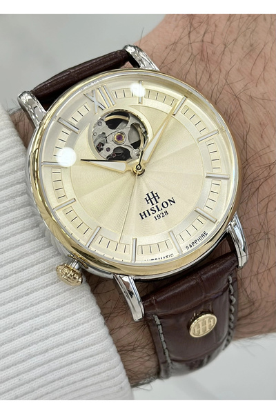 Hislon Orijinal Deri Kordon Su Geçirmez Otomatik Erkek Kol Saati ILKSD140T-08KG