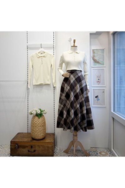 Faya Boutique Kahverengi Ekoseli Serena Etek