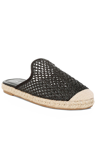 london Rag Women Raffia Espadrilles Mules in Black