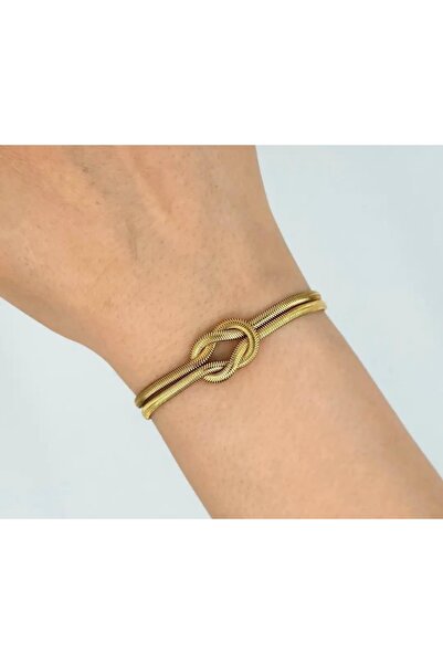 BY YASİN TOPÇU ✨ 🔗   Modern Knot Detailed Gold Chain Bracelet 🔗 💛