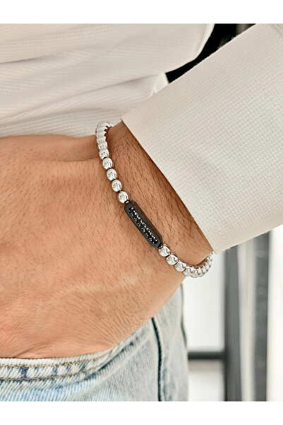FERRO Silver and Black Steel Men's Bracelet Frj10132A-J 2 Year Warranty with ...