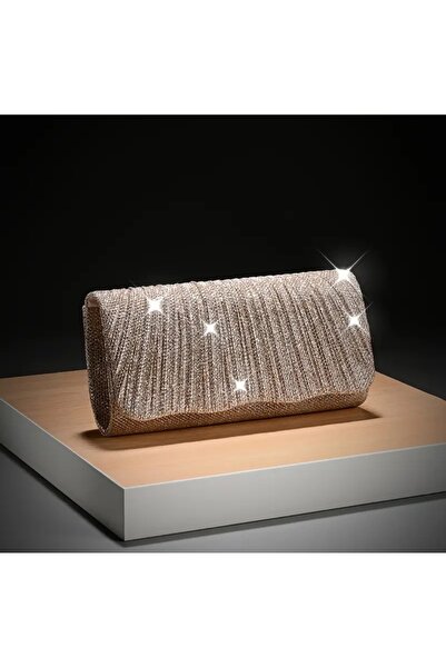 ÇANTA Vip Stylish Gold Glitter with Magnetic Closure