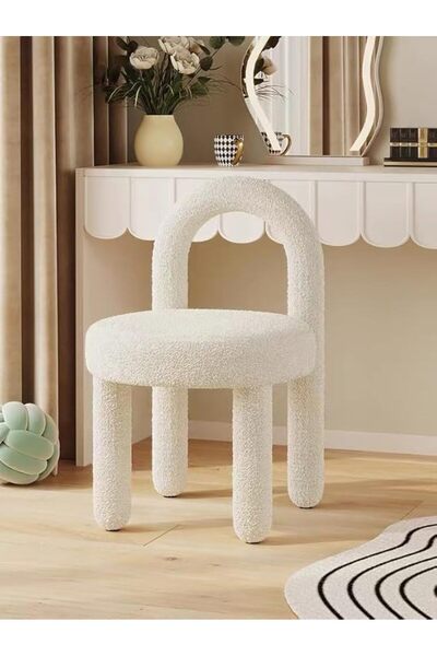 Arabest كراسي أنيقة من الفرو لطاولة المكياج، كرسي عصري مريح، كرسي طاولة تزيين...