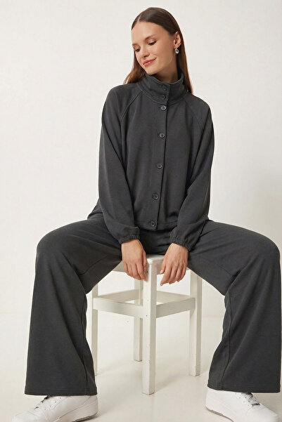 Happiness İstanbul Dik Yaka Düğmeli Alt-Üst Modal Takım