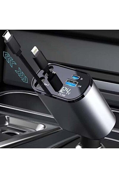 earss Retractable Car Charger with Dual USB & Type-C Ports | 120W Fast Chargi...