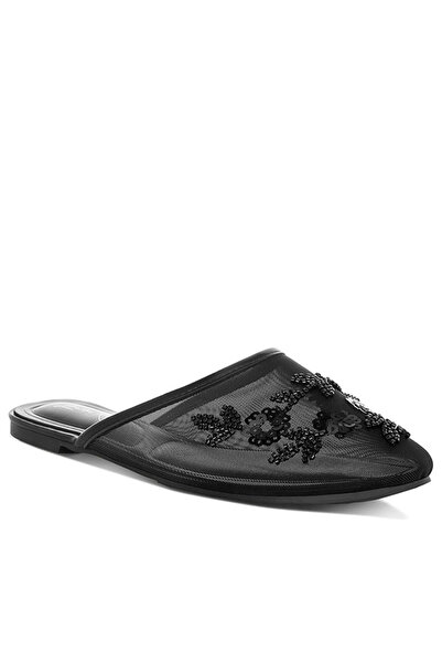 london Rag Women Mesh Sequin Beaded Mules in Black