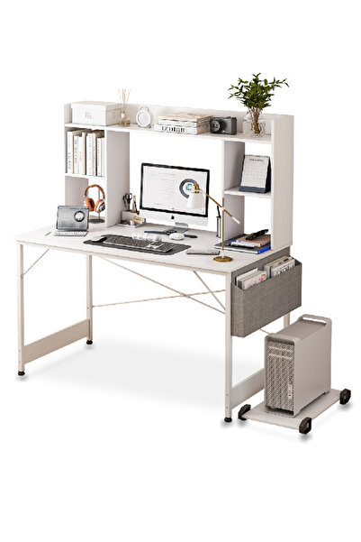 Bojasmiial Desktop BookShelf Work Desk , Writing Desk with Storage Bag, Gamin...