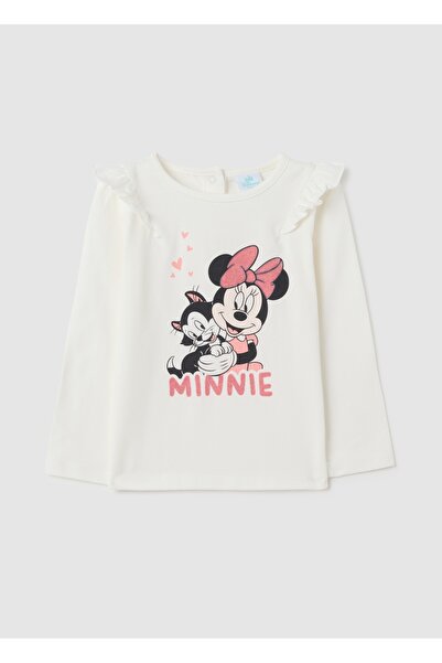 Ovs قميص قطني أبيض بقصة عادية للبنات مزين بكشكشة