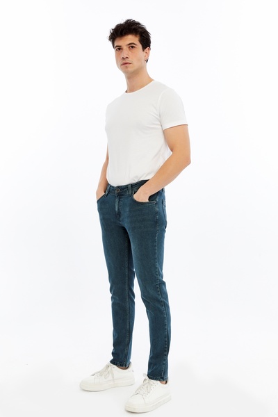 Slim Fit (Dar Kesim) Likralı Kumaş Haki Erkek Kot Pantolon