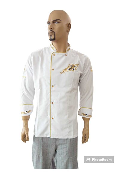 PERSONELİTY White Gold Embroidered Chef Jacket