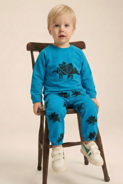 BABY SPORT طقم ملابس للأطفال الذكور من القطن بأكمام طويلة وأرجل مطاطية للأعما...