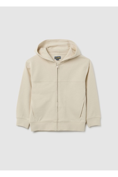 Ovs Children'S Beige Pure Cotton Sweatshirt With Regular Fit