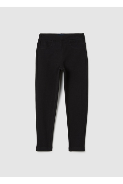 Ovs بنطلون ضيق أسود من القطن قصة ضيقة للبنات