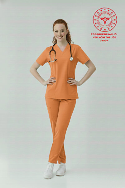 HEMİ Tesettür Klinik Destek Forması Scrubs Likralı Takım Sağlık Bakanlığı Uyu...