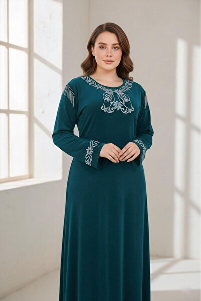 Elbikom Büyük beden kadife kumaş elbise