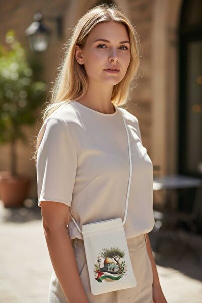 Malika TELEFON ÇANTASI,FİLİSTİN TEMALI Bez Çanta, Omuz Çantası, ,Baskılı Çant...