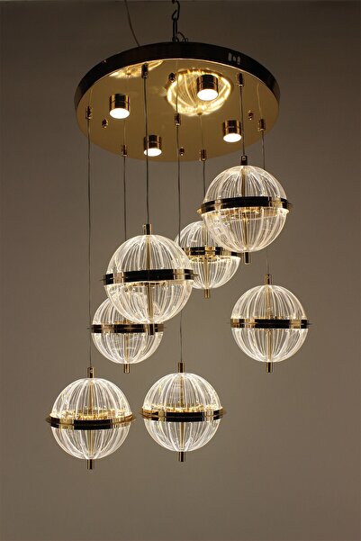 GN GEN AYDINLATMA Satürn Serisi Küre Akrilik Formlu 7'li Çemberli Serisi 3 Re...