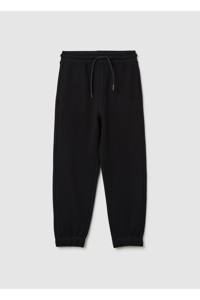 Ovs بنطلون رياضي للأطفال من القطن الخالص الأسود بقصة عادية