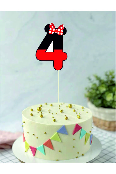 Sinek Kupası Tasarım 1-2-3-4-5-6 Year Old Minnie Mouse Themed Birthday Cake Topper
