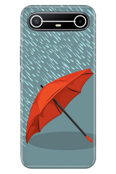 TECNO Spark Slim 5G KM9 Kılıf Dekoratif Silikon Baskılı Kapak Kırmızı Şemsiye