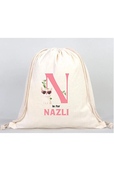 nehay shop Kişiye Özel İsimli Ham Bez Sırt Çantası – Harf Temalı