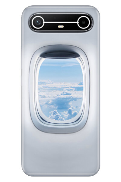 TECNO Spark Slim 5G KM9 Kılıf Dekoratif Silikon Baskılı Kapak Uçak Pencere