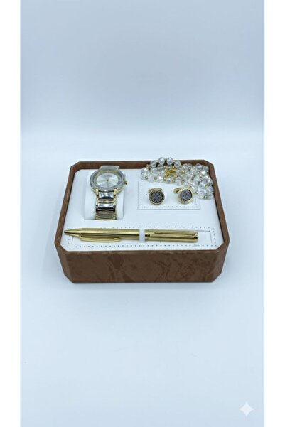 Boutique Watch, pen, cufflinks set with a luxury rosary