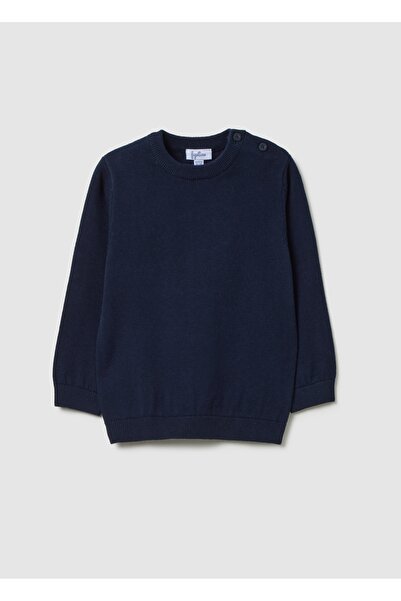 Ovs كنزة أطفال زرقاء من القطن الخالص، بقصة عادية