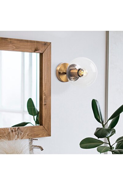 AmberLED Stylish Glass Single Sconce Gold Varnish E14 Compatible for Reading ...