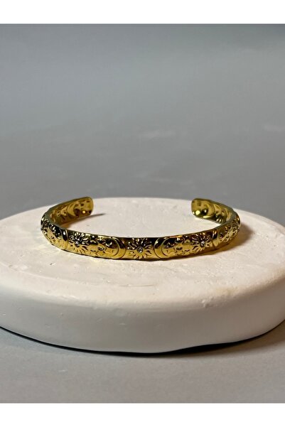 Generic Altın Kaplama Çelik Bileklik – Güneş Ay Yıldız Detaylı Boho Kadın Tak...