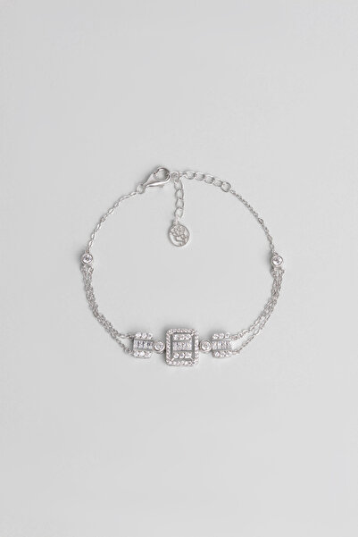 So CHIC... Baget Rüyası 18 Ayar Beyaz Altın Kaplama 19 Cm Gümüş Bileklik