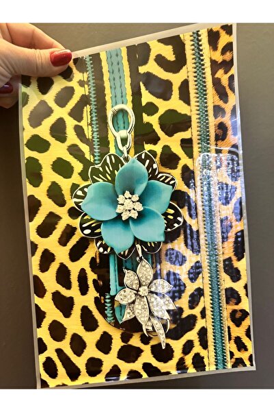 Gönülden Tasarım Iron-On Turquoise Floral Transfer Print Arma 29X19 cm