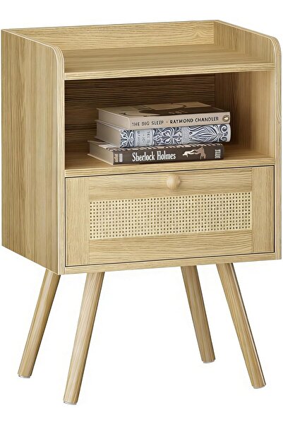 Gogoya Faux Rattan-Accented Nightstand