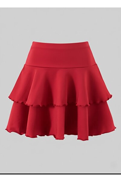 MRDN MODA Kız çocuğu yüksek bel kat kat fırfırlı mini kloş etek