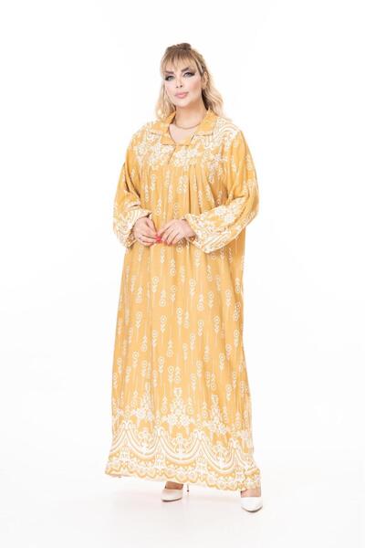 mervemoda Women's Long Sleeve Plus Size Woven Summer Long Sleeve Dress