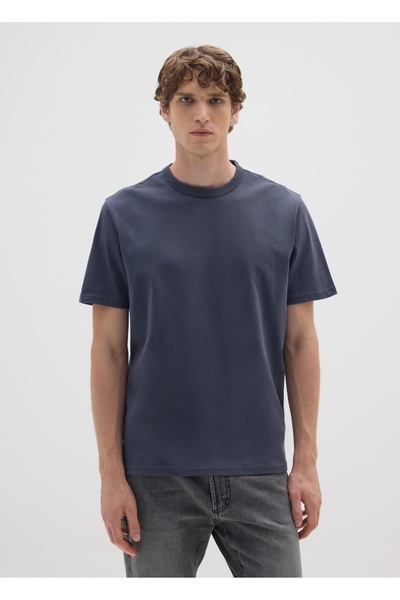 Ovs Blue Pure Cotton T-Shirt With Regular Fit