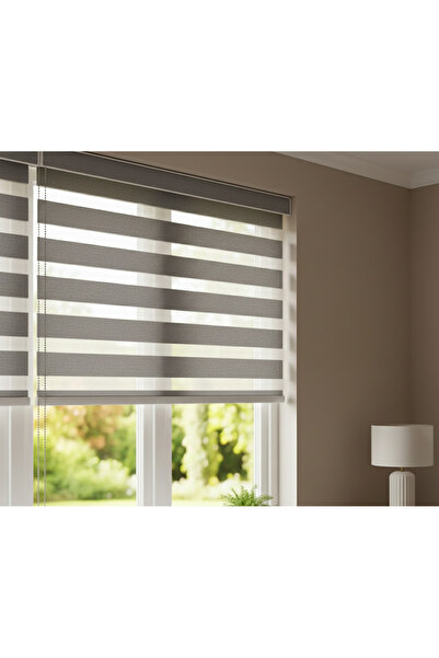 destello by tk Gri Zebra Stor Perde | Işık Geçirgen Ayarlı | Şık ve Modern Ta...