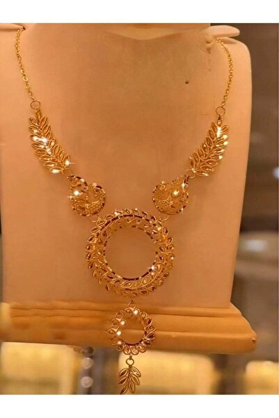 Generic Royal Leaf Circle Statement Necklace – Elegant Bridal & Evening Look