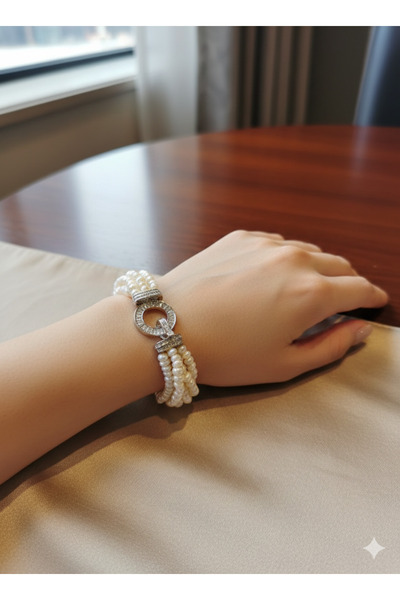 SERAY KUYUMCULUK GÜMÜŞ TASARIM KUM İNCİSİ GÜMÜŞ BİLEKLİK