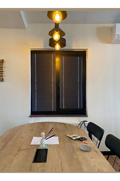 sk plised perde KATLANABİLİR CAM BALKON PERDESİ - SİYAH -