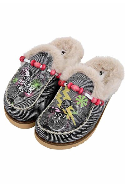 Dogo Women's Vegan Leather Cream Plush Slippers - the Night Is Young Design