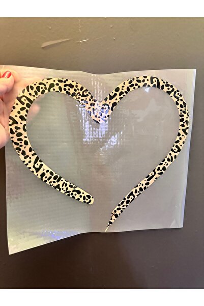 Gönülden Tasarım Iron-On Heart Leopard Transfer Print 29X25 cm