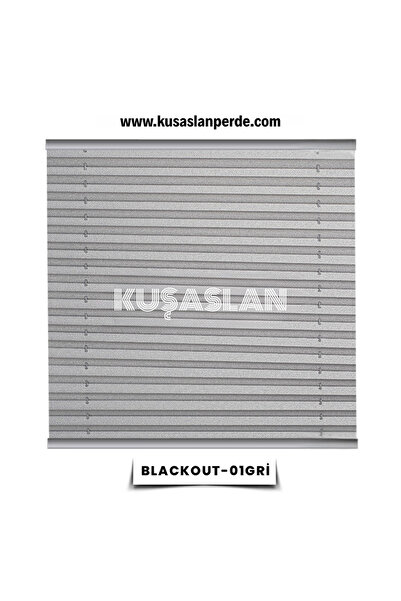 KUŞASLAN PLİSE PERDE BLACKOUT GRİ PLİSE PERDE %100 KARARTMA
