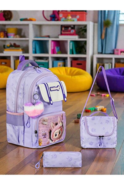 Shopiolog Girl's Primary School Orthopedic Set of 3 Pen Holder Lunch Bag with...