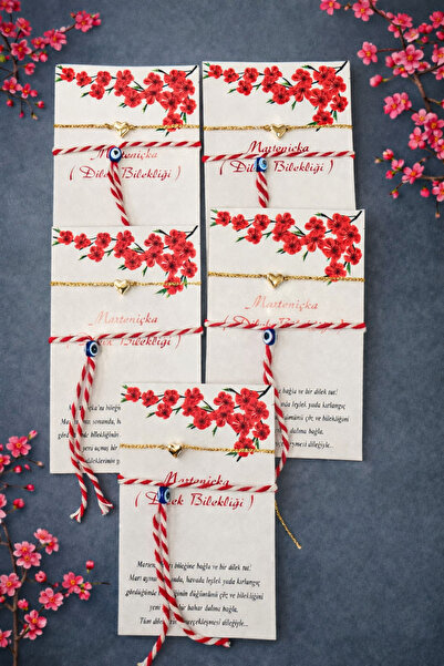 BY DİLEK ÇETİN ACCESSORY Marteniçka Card with Glitter String Heart Double Bra...