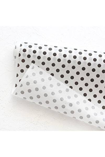 Bimotif 10lu Ambalaj, Paket Kağıdı, 70x100 cm Puantiye Desenli, Siyah-Beyaz