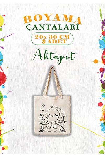 aprendi dünyanı ve kendini koru,ham bez kullan Çocuklara Özel 3’lü Boyama Çan...