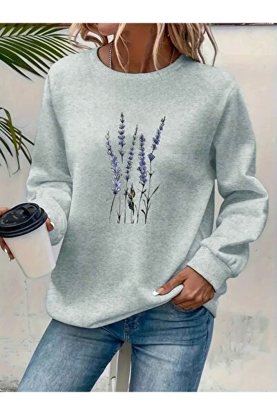 FUFLUNS Flower Branch Printed Oversize Women/Men Unisex Crop Sweatshirt