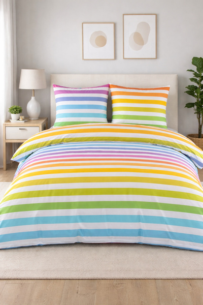 mihriban Double Duvet Cover Set Rainbow Pattern (Without Sheets)