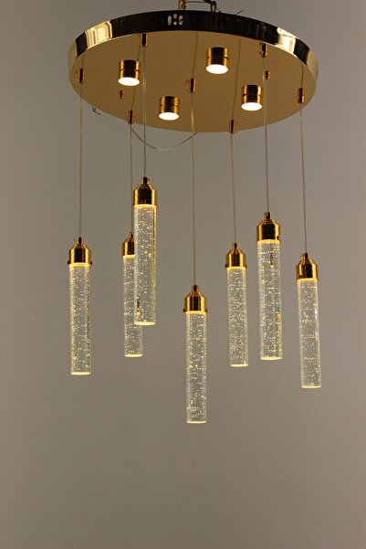 GN GEN AYDINLATMA Lüks Gold Çemberli Seri 7li İnce Jöle Kristal Modern 3 Renk...